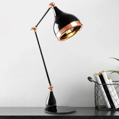 Imagen de Lámpara de mesa geoda brazo articulado Lectio H62 cm Metal Negro Cobre Menzzo