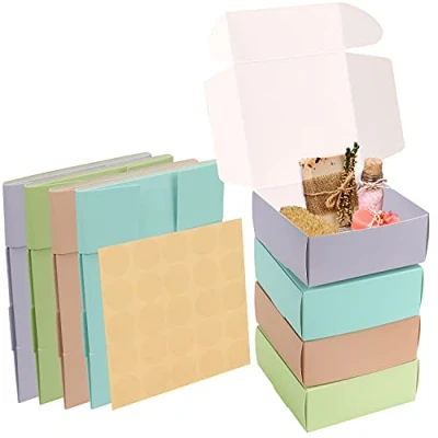 Imagen de Kurtzy Pack de 20 Set Cajas Cartón para Regalos Colores Variados 12 x 5 cm Cuadradas Fácil Ensamblado con Tapa Fiesta, Cumpleaños, Bodas, Presentación