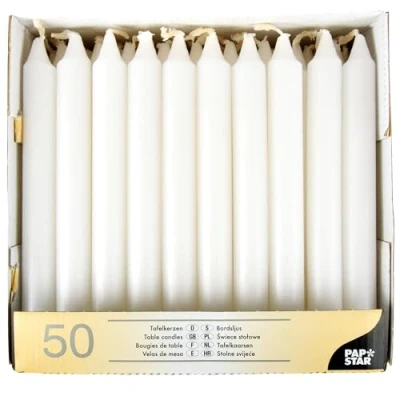 Imagen de Papstar 13800 Velas rectas, 21 mm de diámetro, 50 unidades, color blanco