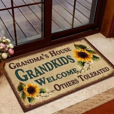 Imagen de NA Felpudo Entrada casa felpudos Originales Alfombra Los Nietos de la Abuela Dan Bienvenida a Otros Girasol tolerados Regalos Decoracion Hogar