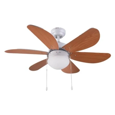 Imagen de Cecotec Ventilador de Techo con Luz EnergySilence Aero 360. 50 W, Bajo consumo, 91 cm Diámetro, 6 Aspas Reversibles, 3 Velocidades, Función Invierno, Acabado en blanco/madera