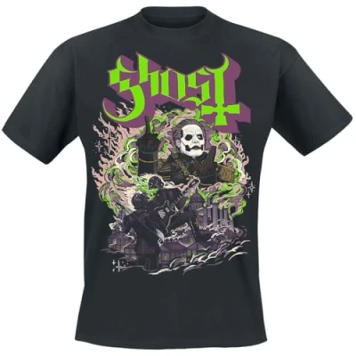Imagen de Ghost Fog YK Hombre Camiseta Negro XL 100% algodón Vorne Bedruckt Regular