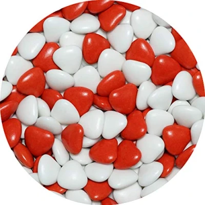 Imagen de EinsSein 1kg Corazones de Chocolate grageas boda bautizo Mezcla medio blanco rojo brillante corazon amor formas bombones confeti peladillas candy bar cumpleaños niños regalos Tradición italianas botes