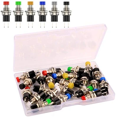 Imagen de Gebildet 24pcs 7mm Mini Momentáneo de Botón 3V 6V 12V 24V 230V/1A, SPST Normal Abierto ON/OFF 2Pin Pulsador Redondo para Modelo Hobby Ferroviario