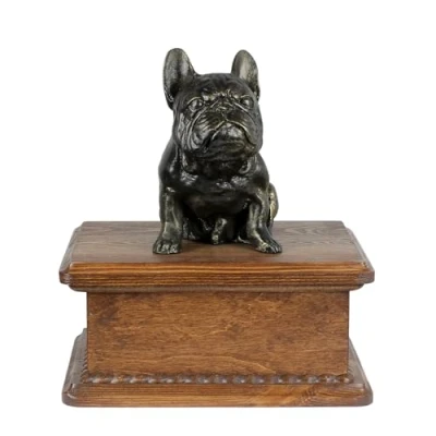 Imagen de Art Dog Urna para Cenizas de Perro Memorial Hecho a Mano con Estatua Bronce Fundido en frío Personalizada Mascotas Nombre 8.3x11.4x4.3 Bulldog francés