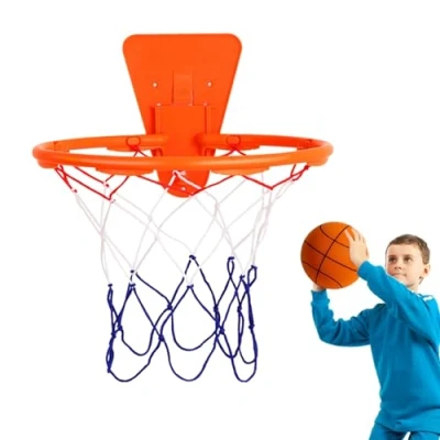 Imagen de Aro De Baloncesto para Niños, Montado A La Pared, Canasta Puerta, Portátil, En Arete Y Red Uso Interiores Exteriores