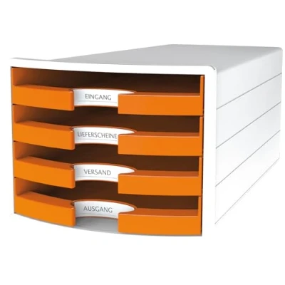 Imagen de Han cajones caja Impuls, DIN A4/C4, 4 abiertos, color blanco/Trend Colour Naranja