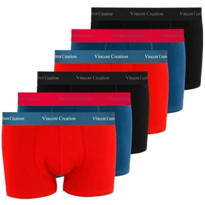 Imagen de Vincent Creation Pack de 6 calzoncillos tipo bóxer, retro para hombre, Srb mix 6er Pack, M