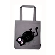 Imagen de Moses Ed, The Cat Shopper Fell in Love Tragetasche aus 100% Baumwolle Einkaufstasche Bolso Bandolera 42 Centimeters Gris (Gr)