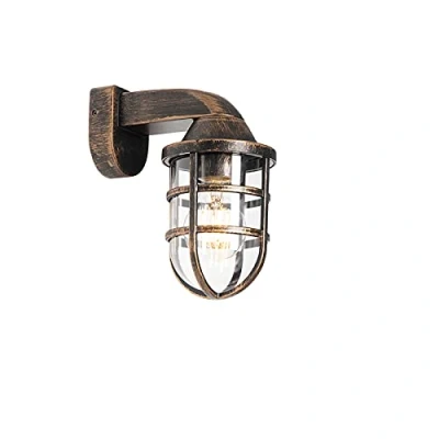 Imagen de Qazqa Moderno Aplique exterior vintage latón IP54 JOERI Plástico Alargada Adecuado para LED Max. 1 x 15 Watt