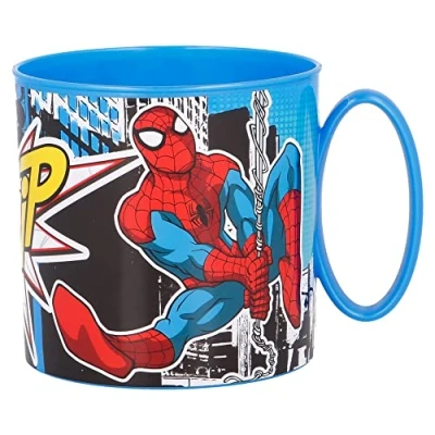 Imagen de Stor Taza infantil de plástico reutilizable para microondas 265 ml spiderman streets