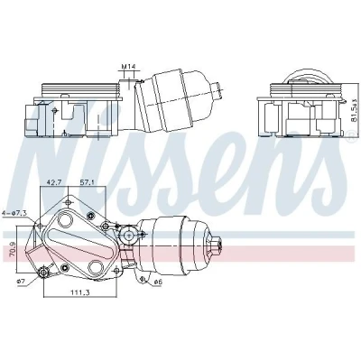 Imagen de NISSENS 91357 Radiador de Aceite rerigerado por agua con alojamiento del filtro aceite, juntas FIAT: 500 Hatchback