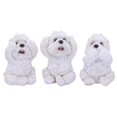 Imagen de Nemesis Now Figuras de Three Wise Westies (8 cm), Color Blanco