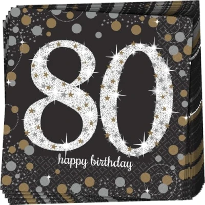 Imagen de Amscan Servilletas Sparkling Celebrations plata/oro 33 x33 cm 16 piezas número 80, Color (511965)