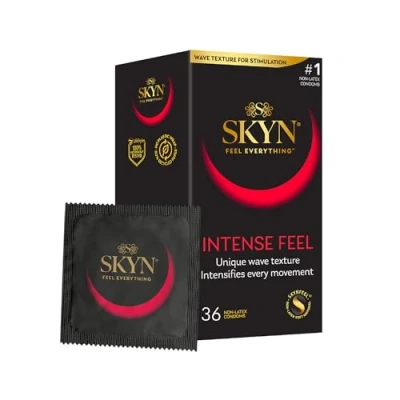 Imagen de Preservativos SKYN Intense Feel (36 unidades) 100% sin látex, condones ultrasuaves y estimulantes compatibles con nuestros lubricantes