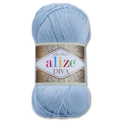 Imagen de Frida&#039;s Wollhaus Alize Diva Ovillo de lana para tejer (microfibra, 100 g, 64 colores, 350 azul celeste)
