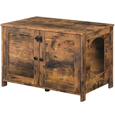Imagen de HOOBRO Casa para Gatos, Baño Gatos con Dos Puertas y Estante Ajustable, Cajón de Arena, Amplia Entrada, Resistente Construcción, Sala Estar, Dormitorio, Vintage EBF03MW01G1