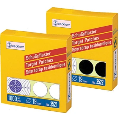 Imagen de Avery Zweckform Lote de 2000 parches para tiro (1000 negro y 1000 blancos, 19 mm diámetro, preimpresos, 2 rollos/2000 etiquetas)