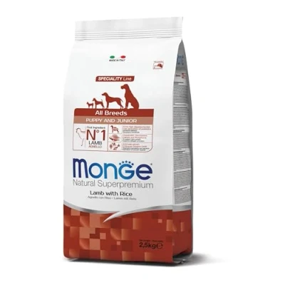 Imagen de Monge All Breeds Puppy &amp; Junior Cordero y Arroz 2,5 kg