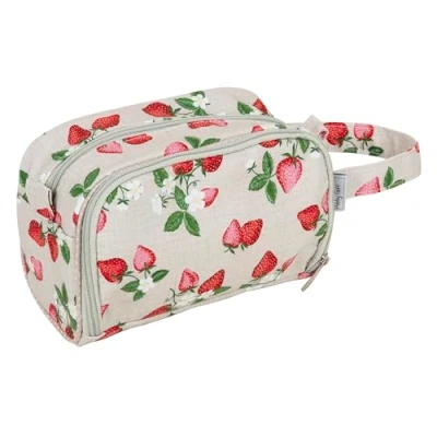 Imagen de Hobby Gift Exclusivo Bolso de Ganchillo 100% Algodón Suave, Estuche Agujas con Cremallera, Soporte para Hilo, Ganchillo, Asa Algodón, 21 x 24 10 cm Fresas