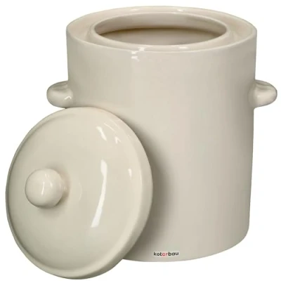 Imagen de KOTARBAU® Sauerkraut Gärtopf Sauerkrauttopf 5L Tontopf mit Deckel Steinguttopf Fermentieren Dauerkrautfäs Gurkenttopf Steingut Rumtopf Einlegtopf Steintopf Kimchi Behälter Keramik Steinzeug topf