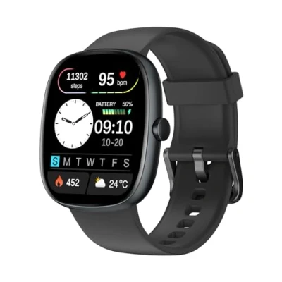 Imagen de HUAKUA Reloj Inteligente Hombre Mujer, Smartwatch Llamada Bluetooth,Pulsómetro,Monitor de Sueño,Whatsapp Notificación, 113+ Deportivos Modos,Impermeable IP68 Pulsera Actividad para Android/iOS Beige