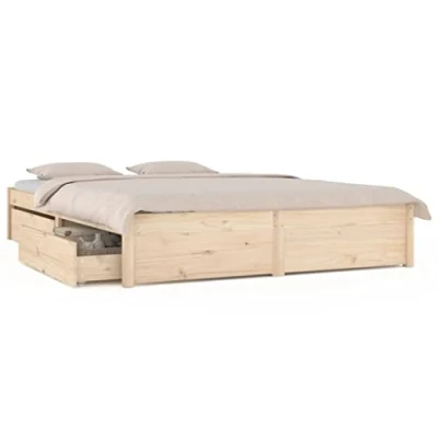 Imagen de vidaXL Estructura de Cama Matrimonial Somier Dormitorio Base Habitación Muebles Mobiliario Hogar Cuarto Descanso con Cajones 150x200 cm