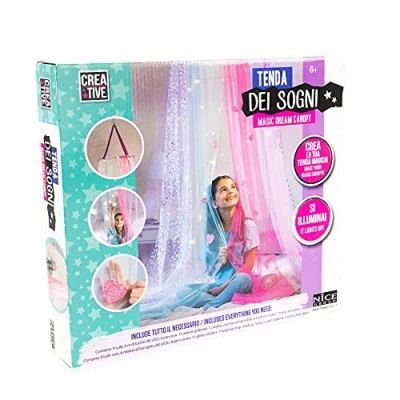Imagen de CREATIVE Nice Group Tent of Dreams, CREA el Magic Dream Canopy con Tul Que se Ilumina y Decora Pompones, Pegatinas Purpurina, Cintas de satén, 02814