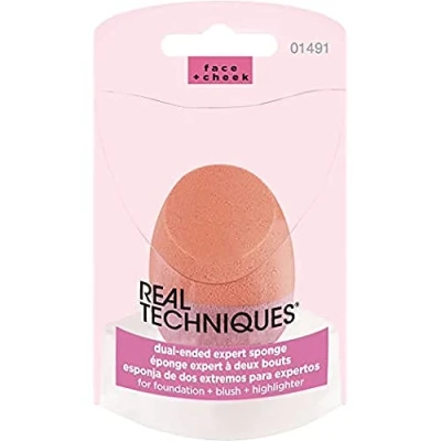 Imagen de REAL TECHNIQUES Dual Ended Expert Sponge Esponja Doble Acabado, Rosa/ Naranja