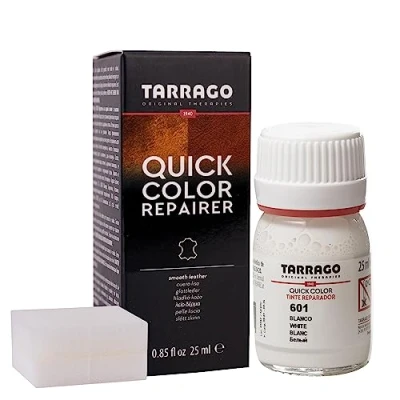 Imagen de Tarrago Quick Color 25 ml Tinte Para Zapatos y Accesorios de Piel, Cuero Liso Lona Tintura Secado Rápido Que Repara Protege el Calzado Pequeños Desgastes (Blanco 601)
