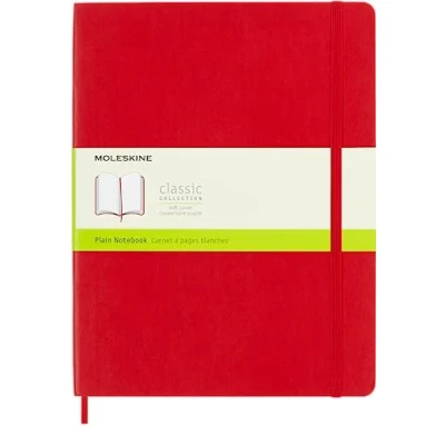 Imagen de Moleskine Cuaderno Clásico con Hojas Lisas, Tapa Blanda y Cierre Elástico, Color Rojo Escarlata, Tamaño Extra Grande 19 x 25 cm, 192