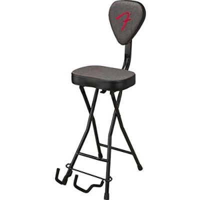 Imagen de Fender 351 Combo de Asiento y Soporte para Guitarra, Diseño Plegable, Respaldo Removible, Tela Gris Tweed, Patas Antideslizantes