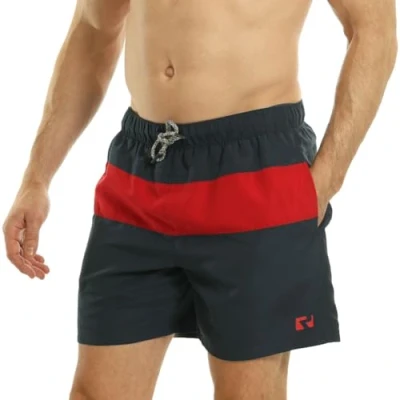 Imagen de RIPT Essentials Bañador para hombre Shorts de Baño con Protección Solar UV 50 Secado Rápido, Azul marino/Rojo, S