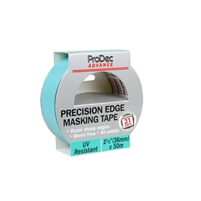 Imagen de ProDec Advance Cinta adhesiva de 36 mm x 50 m, resistente a los rayos UV, borde precisión, multisuperficie, para líneas afiladas sin sangrado pintura, pintura y decoración en interiores