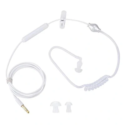 Imagen de Demeras Auriculares intrauditivos de Seguridad con Tubo Aire antirradiación Un Solo oído micrófono para Dispositivos teléfono móvil(Blanco)