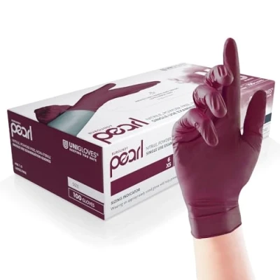 Imagen de UNIGLOVES GP0122 Guantes de Examen Nitrilo, Borgoña, Talla S (Paquete 100 Individuales)