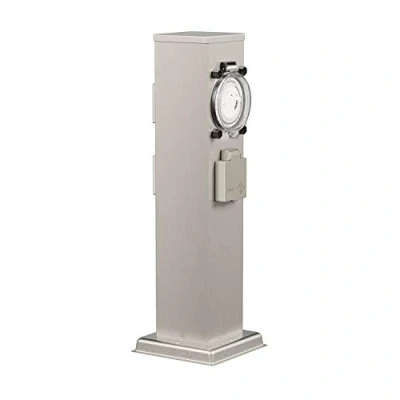 Imagen de ledscom.de Toma de jardín Polly para Exterior, IP44, Temporizador/Reloj, 3 vías, Acero Inoxidable, Angular, 38 cm, jardín, Exterior Columna