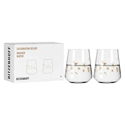 Imagen de Ritzenhoff 6141013 Vaso de agua 500 ml Serie Celebration Deluxe Set No. 3, 2 piezas con oro auténtico Made in Germany