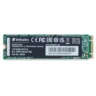 Imagen de Verbatim Vi560 S3 M.2 SSD Interno 1TB Solid State Drive Adaptador SATA III Unidad Interna con tecnología 3D NAND de Alto Rendimiento hasta 560MB/s Azul