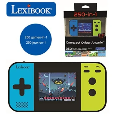 Imagen de Lexibook, Consola de Juegos portátil Compact Cyber Arcade®, 250 Juegos, Videojuego para niños y Adolescentes, Pantalla LCD, a Pilas, Negro/Azul/Verde, JL2377