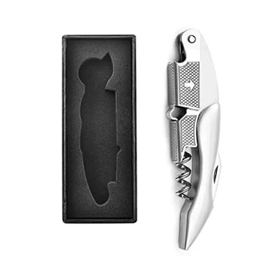 Imagen de HEYU sacacorchos de camarero acero inoxidable y palisandro, profesional para botellas vino, 3 en 1, robusto robusto, mango madera (D inoxidable)