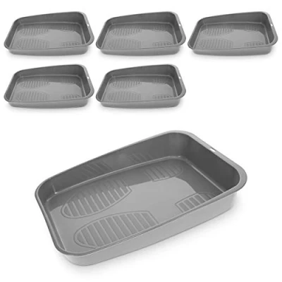 Imagen de Navaris Set de 6 bandejas para Zapatos Base secar 32.7 x 23.6 6CM Bandeja Goteo escurridora con Borde Elevado y apilables