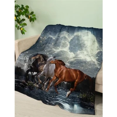 Imagen de Manta Caballos Cubre Sofa Mantas para Cama De Franela,Cobijas Invierno Extra Suave,Manta Polar,Mantas Sofa,Plaid Sofa（180X220Cm）
