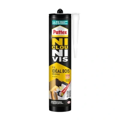 Imagen de Pattex Ni Clou Vis Fix Idéal Bois (cartucho de 380 g) Pegamento fijación con inmediata rápido para uso interior blanco