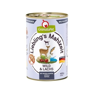 Imagen de GranataPet Liebling&#039;s Mahlzeit Wild &amp; Salmon, Comida húmeda para Perros, Perros sin Cereales y azúcares, pienso Completo, 6 x 400 g