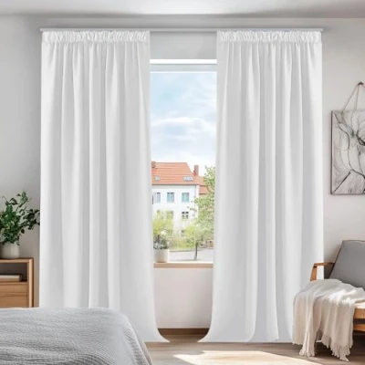 Imagen de Deconovo Cortinas Opacas con Aislamiento Térmico para Sala de Estar Oficina Hotel Ventanas Bolsillo Fruncido la Barra 2 Paneles 140 x 180 cm Gris Perla