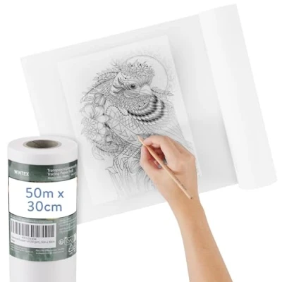 Imagen de WINTEX Rollo de Papel Calco 50 m x 30 cm para Patrones Costura 50g/m² Dibujo Bocetos Manualidades Patronaje Tecnico Tela
