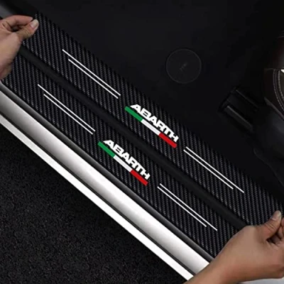 Imagen de RIDGOEL 4 Piezas Pegatinas Protective de Umbral Puerta para Fiat Abarth 500 595 124 Spider, Decoración Estribos Coche Fibra Carbono, Accesorios Universales A