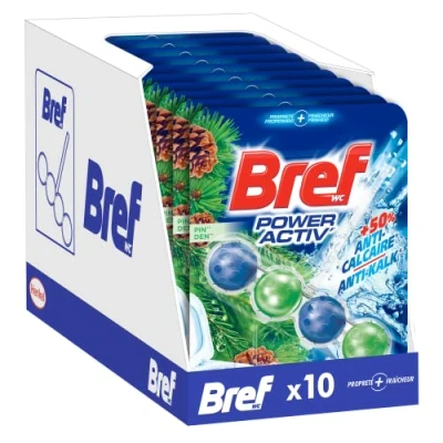 Imagen de Bref WC Power Activ&#039; Boost Pin Lote de 10 Bloques (10 x 50 g) Producto limpiador inodoro, antical espuma limpiadora