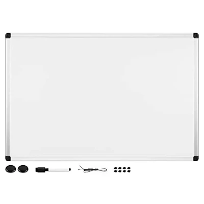 Imagen de Navaris Pizarra Blanca magnética Doble Cara Pizarras de Pared 60 x 40 CM con 2X rotulador y 1x imán Panel imantado borrable para rotuladores